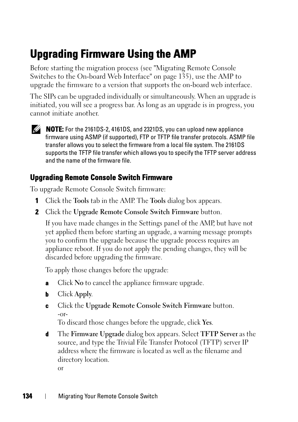 Upgrading firmware using the amp, Upgrading remote console switch firmware | Dell KVM 2161DS User Manual | Page 150 / 244