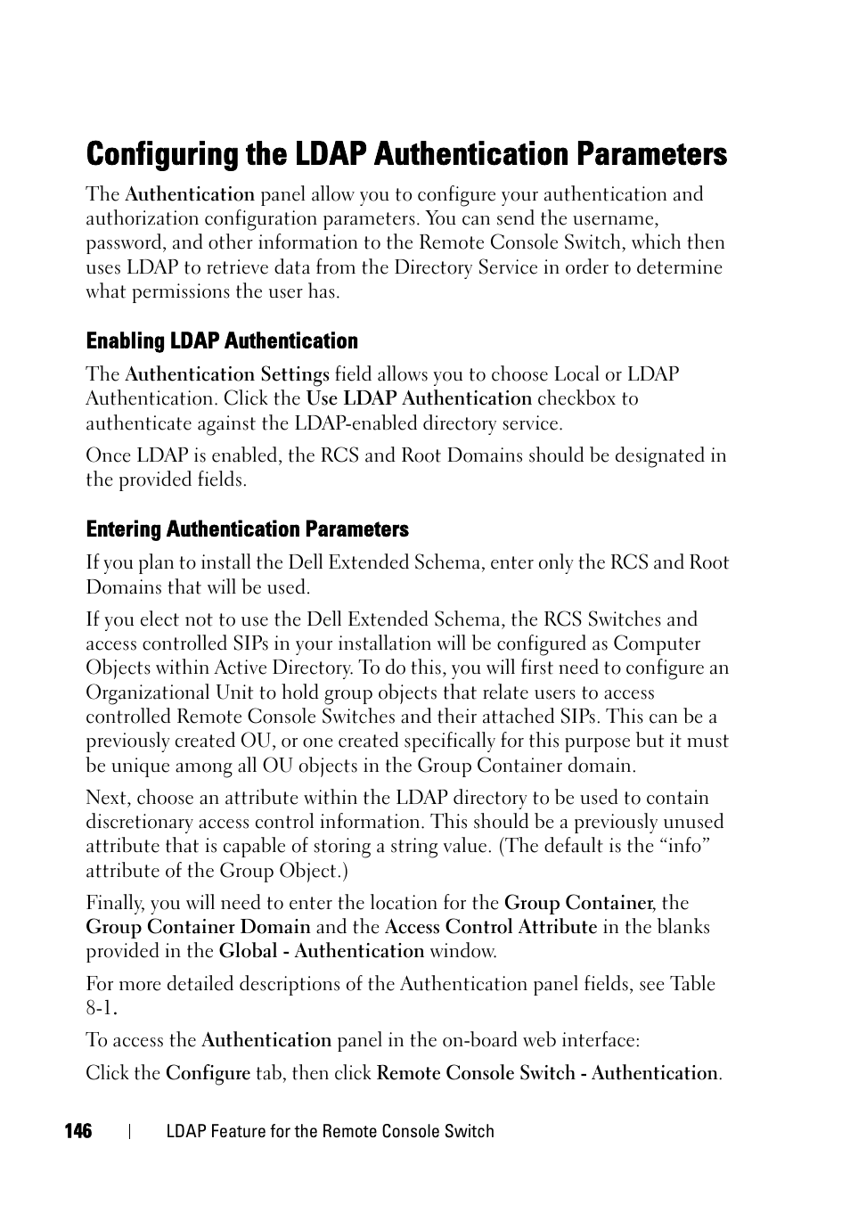 Configuring the ldap authentication parameters | Dell KVM 2161DS User Manual | Page 162 / 244