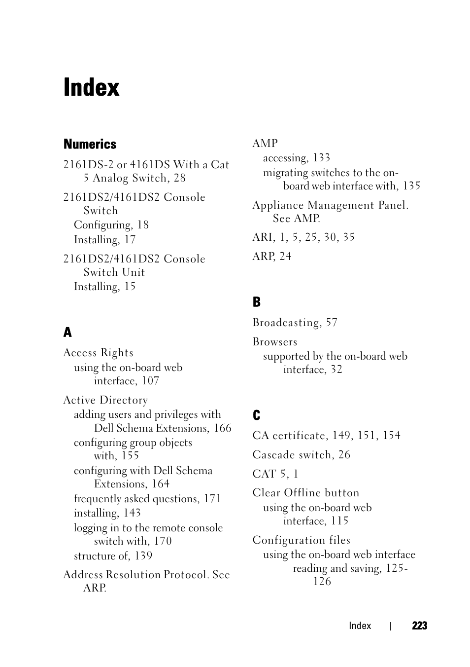 Index, Numerics | Dell KVM 2161DS User Manual | Page 239 / 244