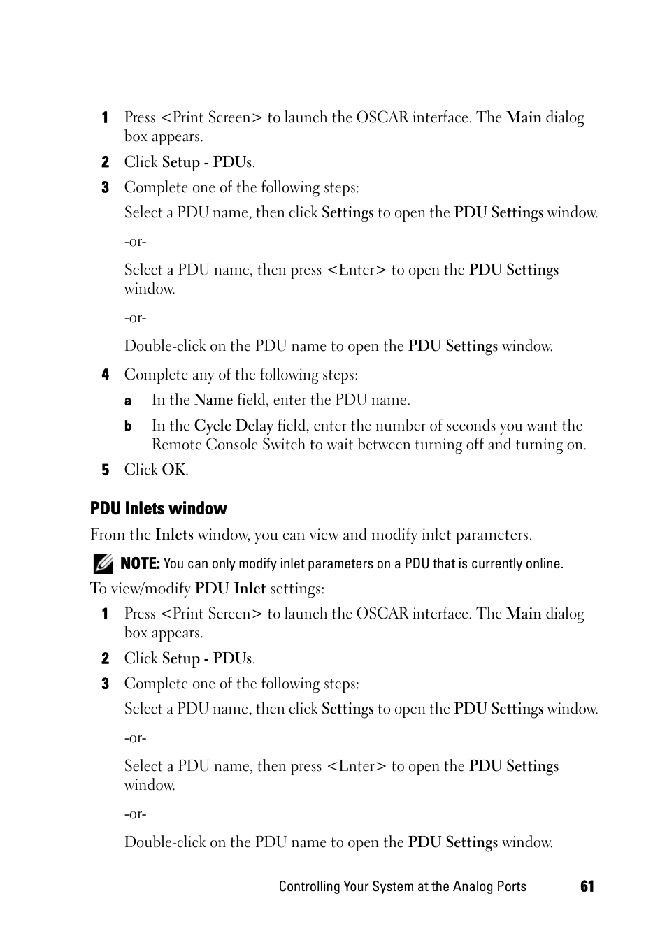 Pdu inlets window | Dell KVM 2161DS User Manual | Page 77 / 244