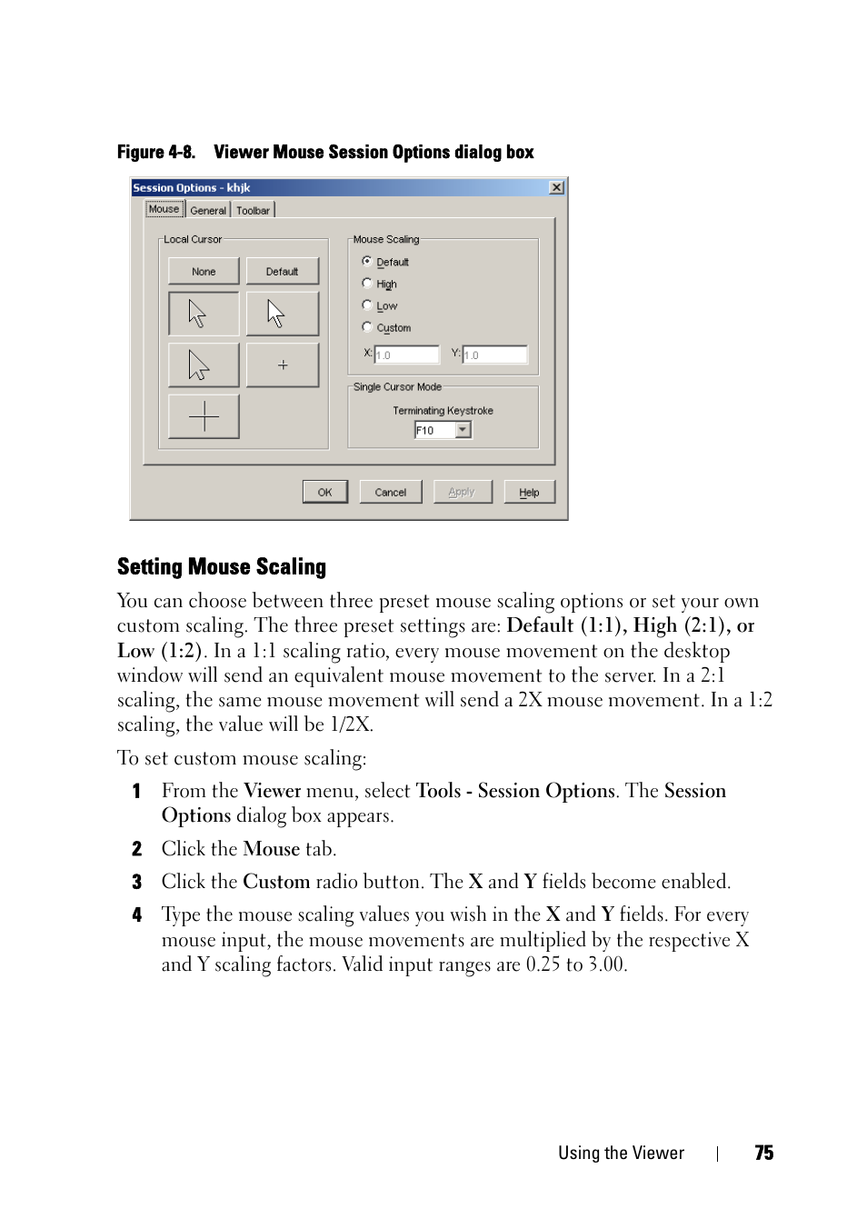 Setting mouse scaling | Dell KVM 2161DS User Manual | Page 91 / 244