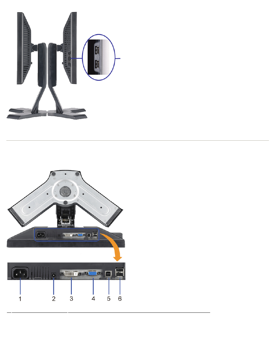 Bottom view | Dell P190s Monitor User Manual | Page 31 / 37