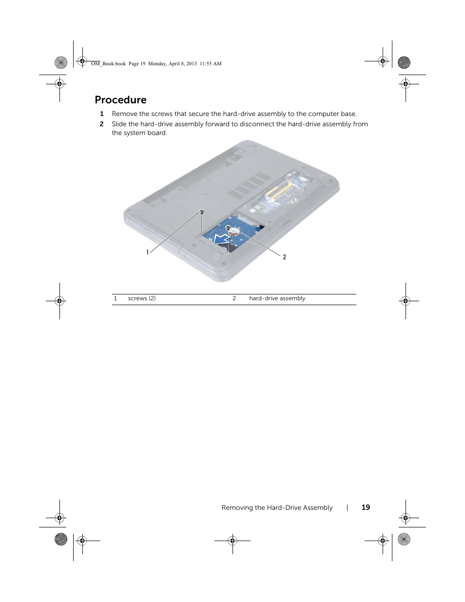 Procedure | Dell Inspiron M531R (5535, Mid 2013) User Manual | Page 19 / 71