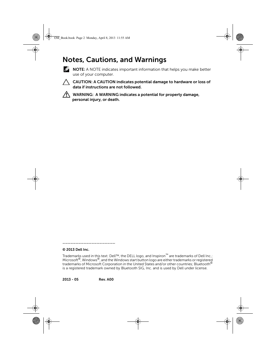 Dell Inspiron M531R (5535, Mid 2013) User Manual | Page 2 / 71