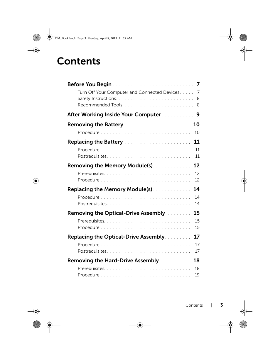 Dell Inspiron M531R (5535, Mid 2013) User Manual | Page 3 / 71