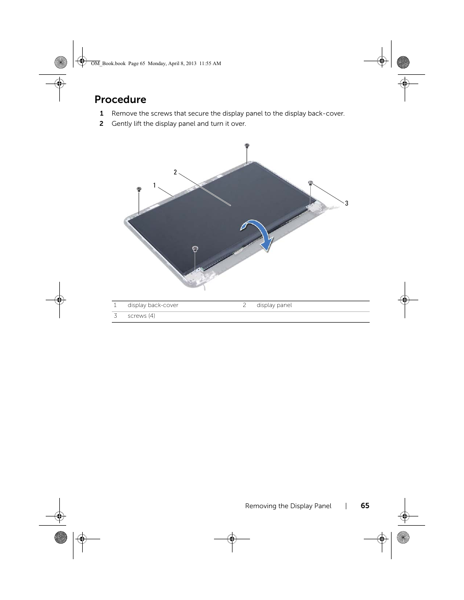 Procedure | Dell Inspiron M531R (5535, Mid 2013) User Manual | Page 65 / 71