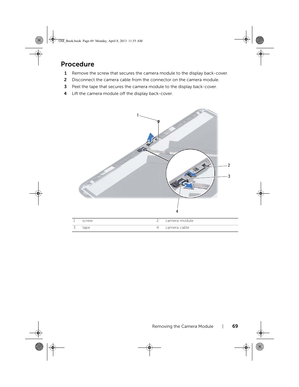 Procedure | Dell Inspiron M531R (5535, Mid 2013) User Manual | Page 69 / 71