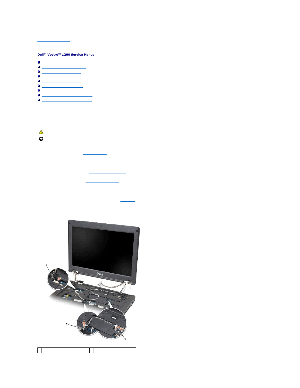 Display assembly, Removing the display assembly | Dell Vostro 1200 (Early 2009) User Manual | Page 12 / 41