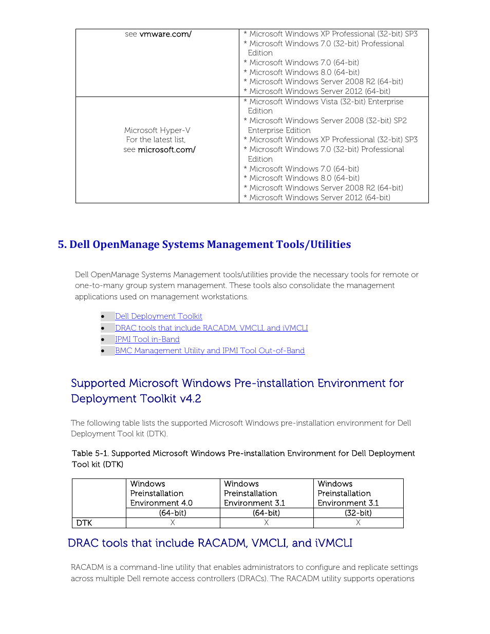 Dell openmanage systems management tools/utilities, Drac tools that include racadm, vmcli, and ivmcli | Dell POWEREDGE M1000E User Manual | Page 31 / 58