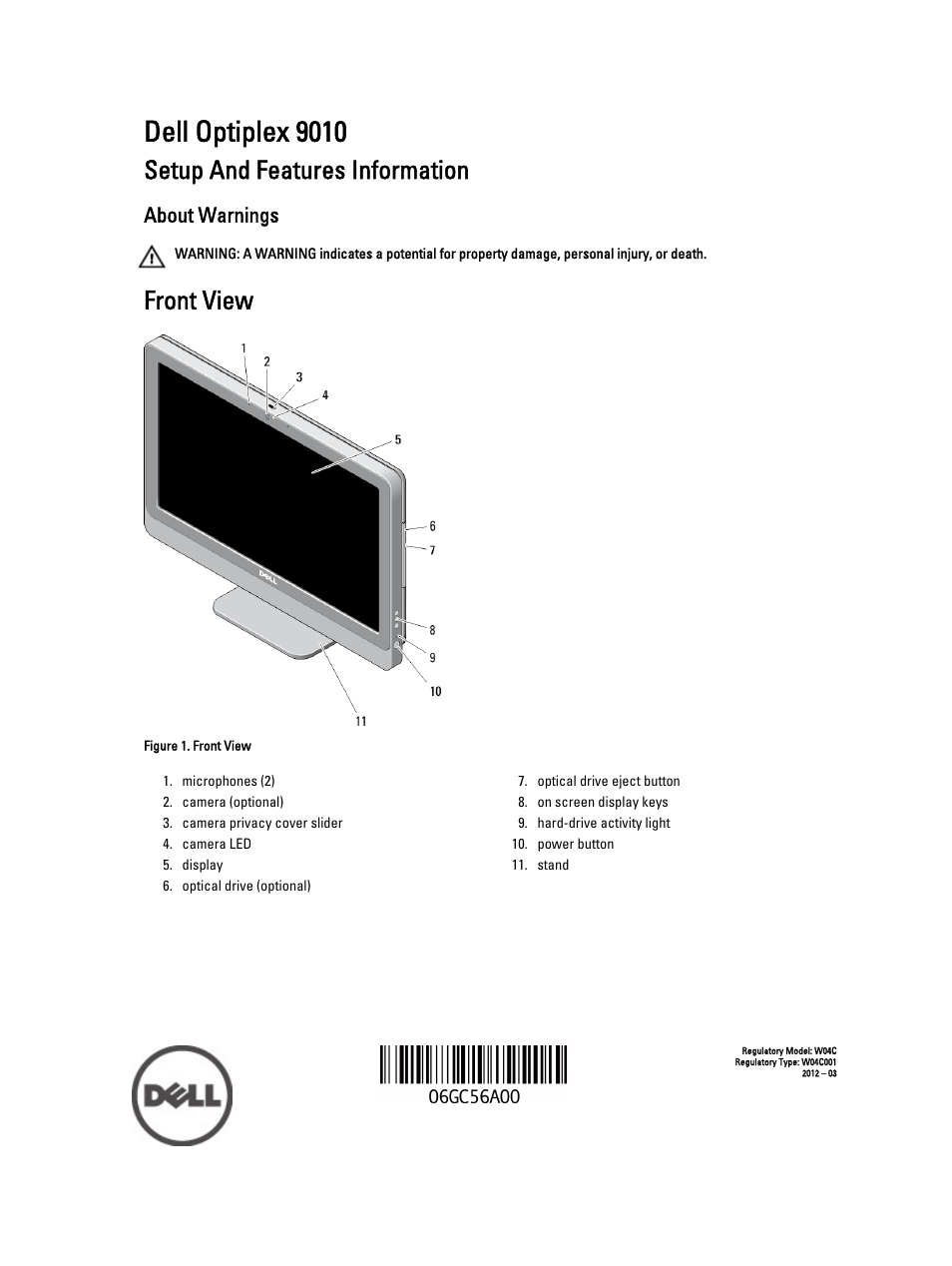 Dell OptiPlex 9010 All In One (Mid 2012) User Manual | 5 pages