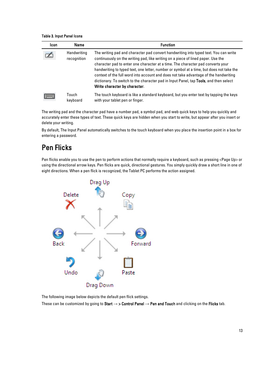 Pen flicks | Dell Latitude ST (Late 2011) User Manual | Page 13 / 65