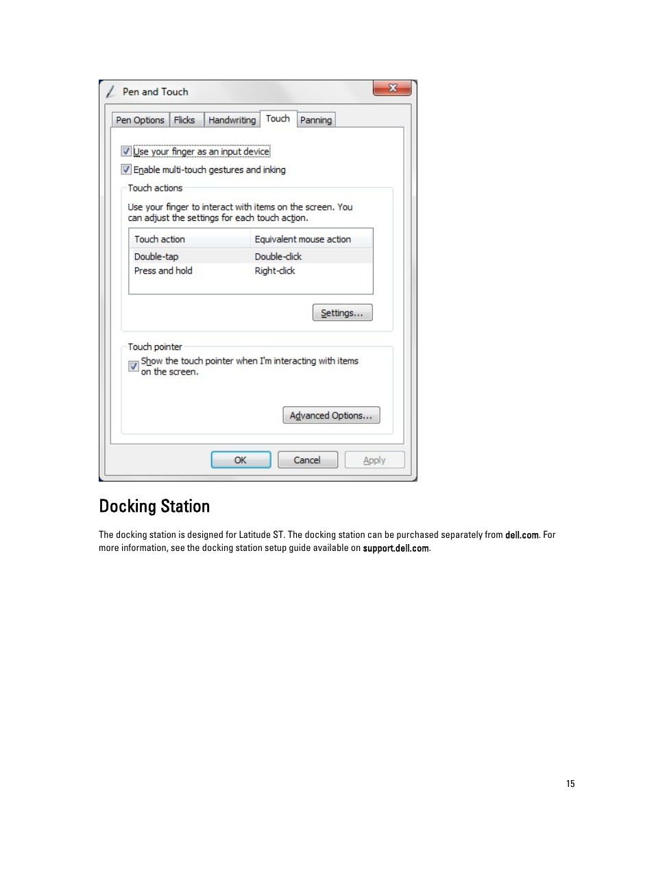 Docking station | Dell Latitude ST (Late 2011) User Manual | Page 15 / 65