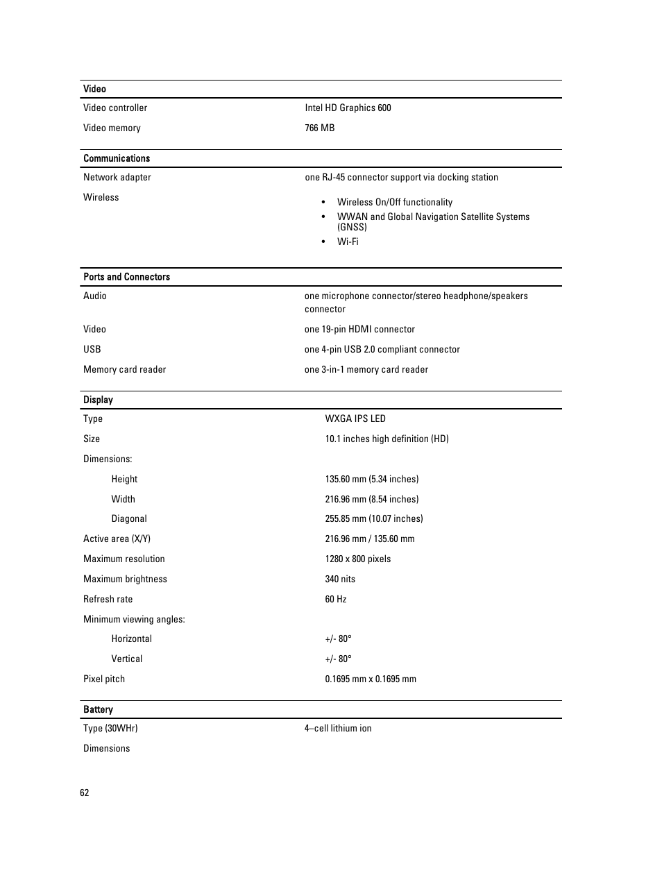 Dell Latitude ST (Late 2011) User Manual | Page 62 / 65