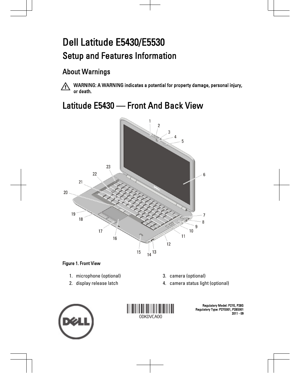Dell Latitude E5530 (Mid 2012) User Manual | 8 pages