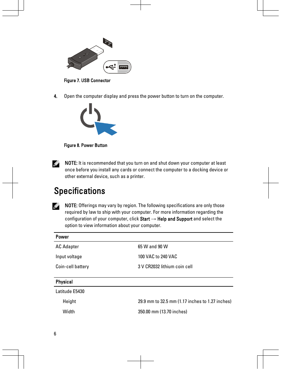 Specifications | Dell Latitude E5530 (Mid 2012) User Manual | Page 6 / 8