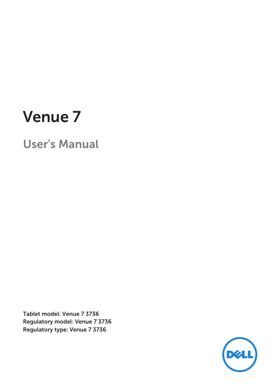 Dell Venue 7 3736 China Only User Manual | 26 pages