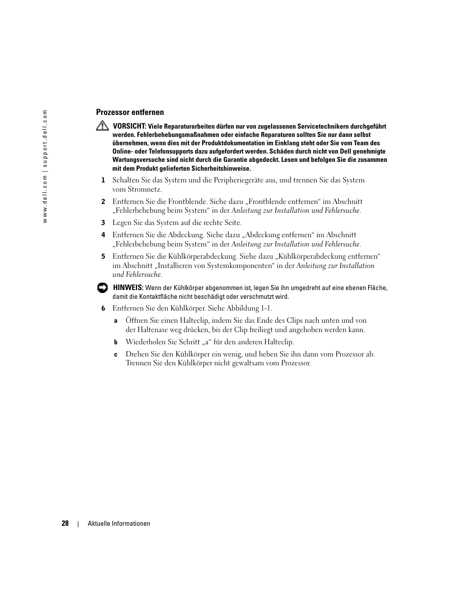 Prozessor entfernen | Dell PowerEdge 800 User Manual | Page 30 / 58