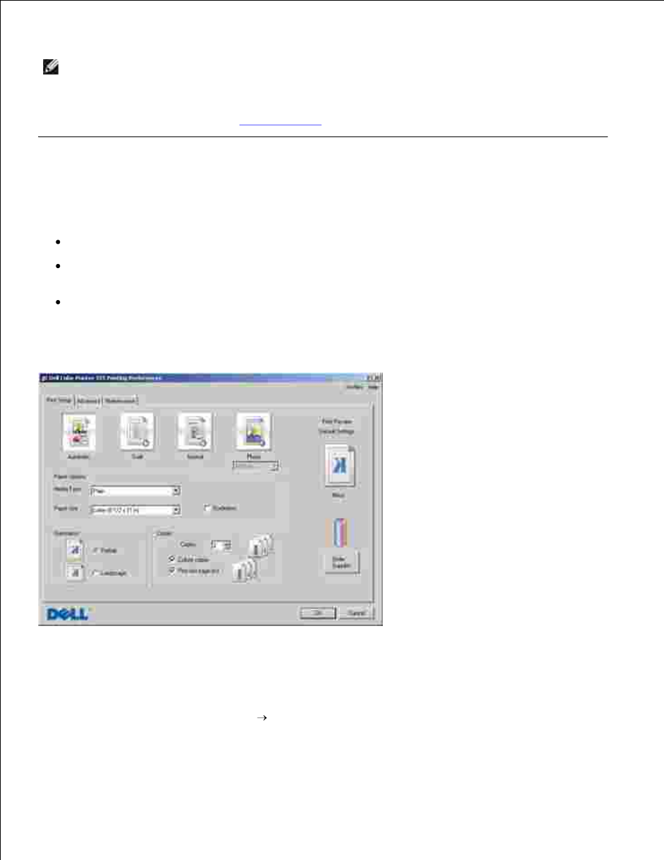 Understanding the software, Using printing preferences | Dell 725 Personal Inkjet Printer User Manual | Page 5 / 59