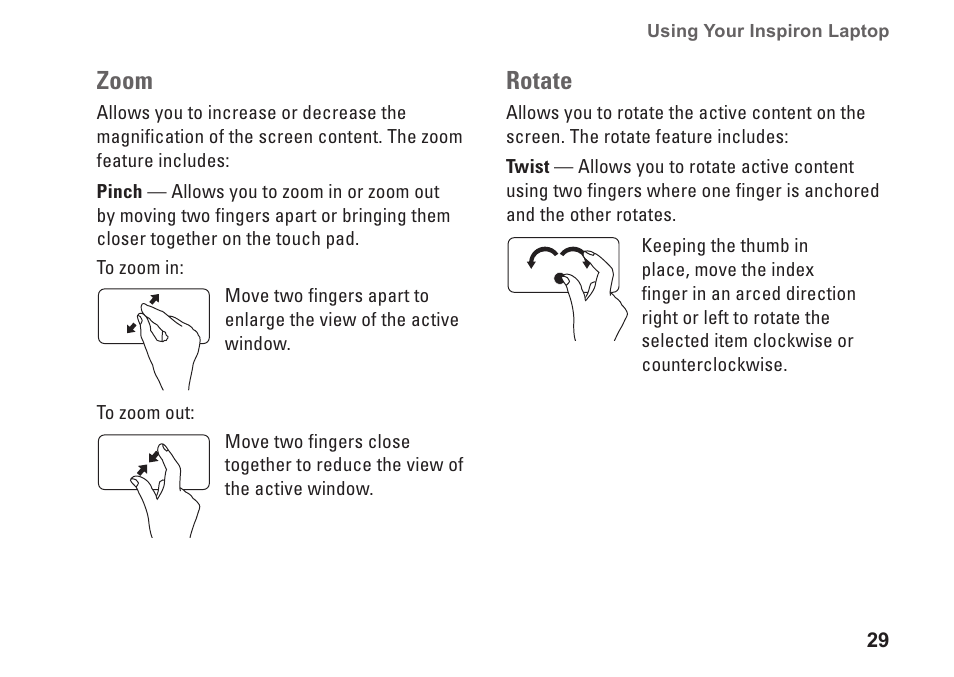 Zoom, Rotate | Dell Inspiron 11z (1121, Late 2010) User Manual | Page 31 / 86