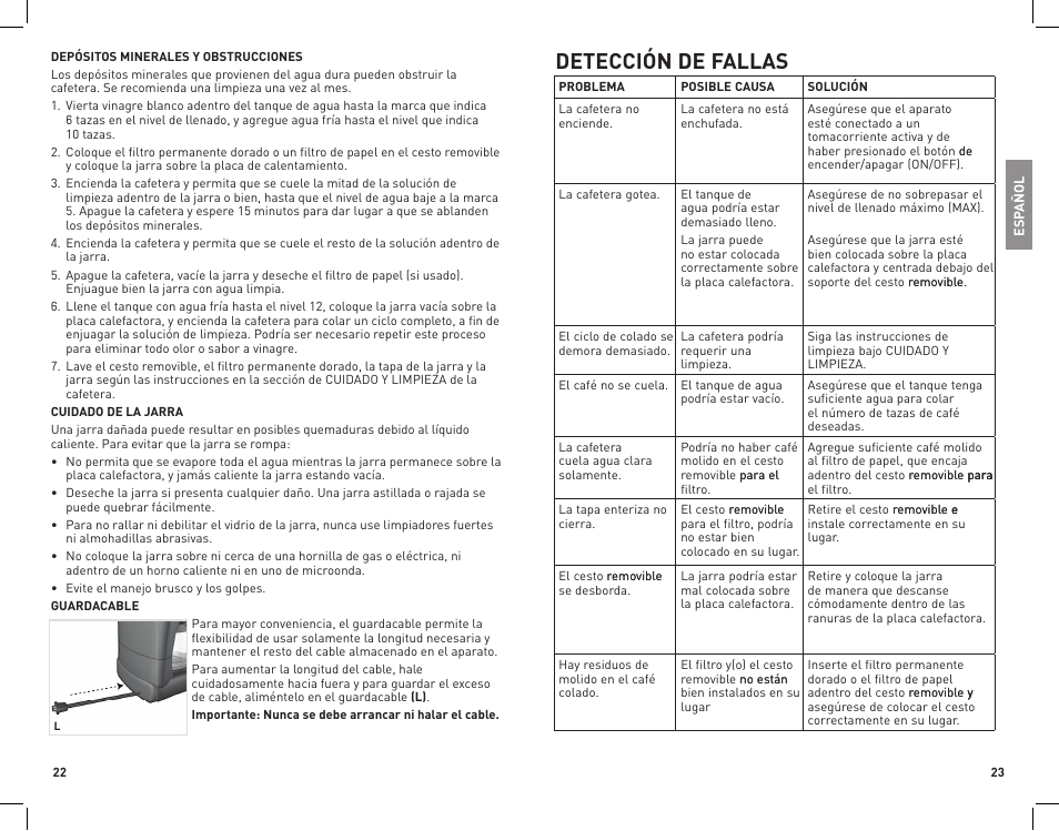 Detección de fallas | Black & Decker CM2070B User Manual | Page 12 / 15