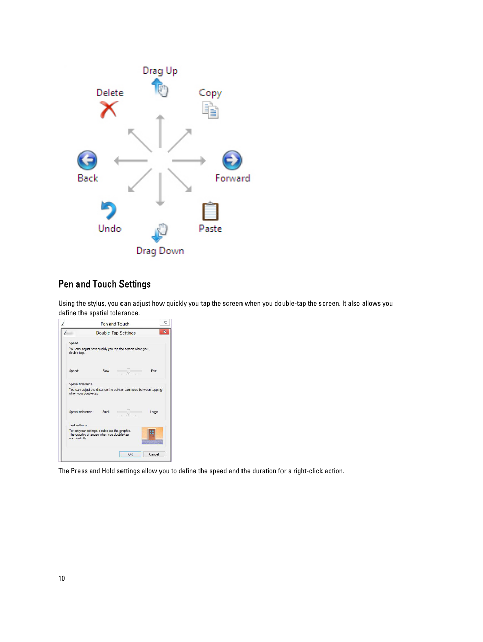 Pen and touch settings | Dell Latitude 10 (Late 2012) User Manual | Page 10 / 43