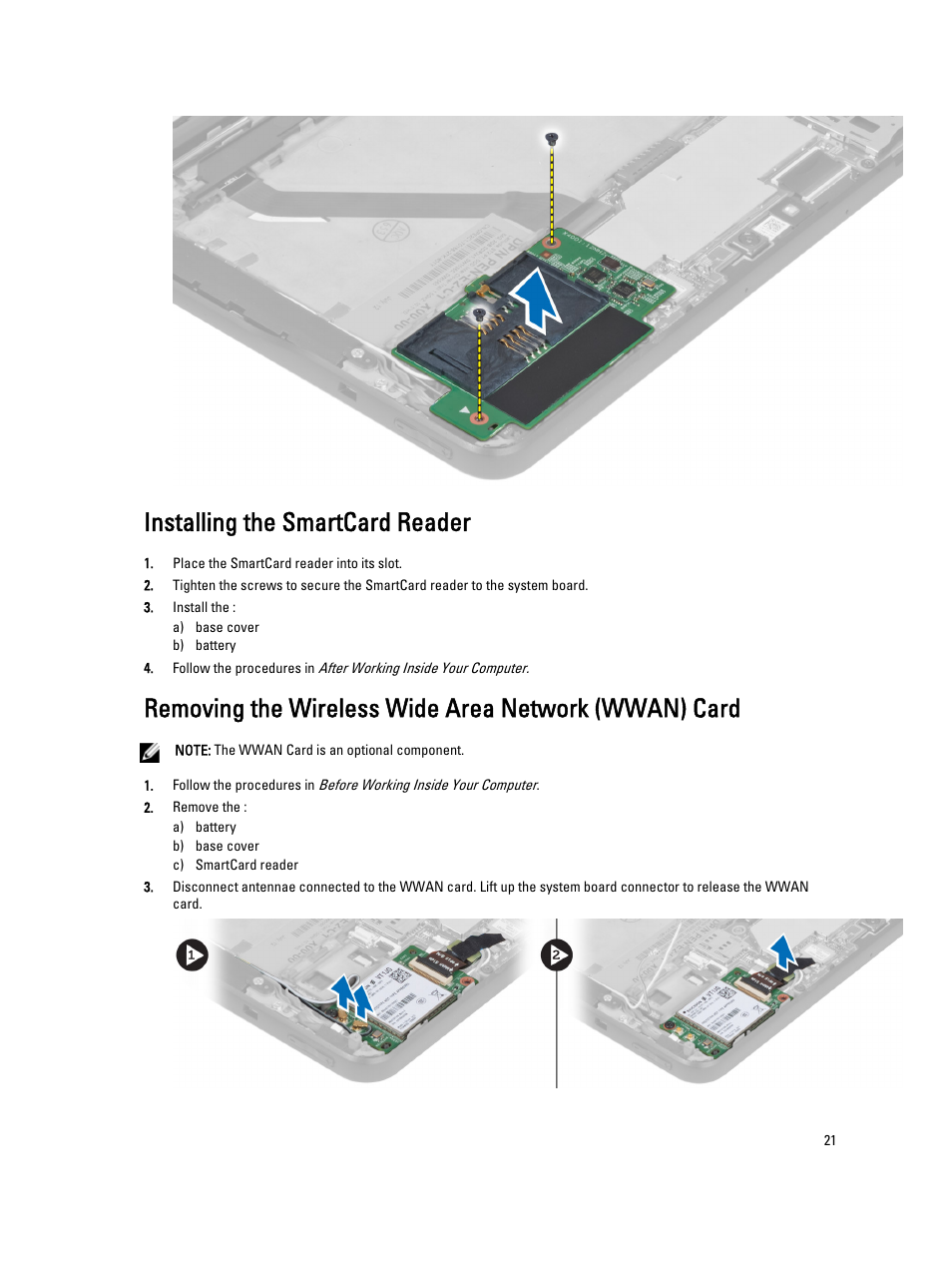 Installing the smartcard reader | Dell Latitude 10 (Late 2012) User Manual | Page 21 / 43