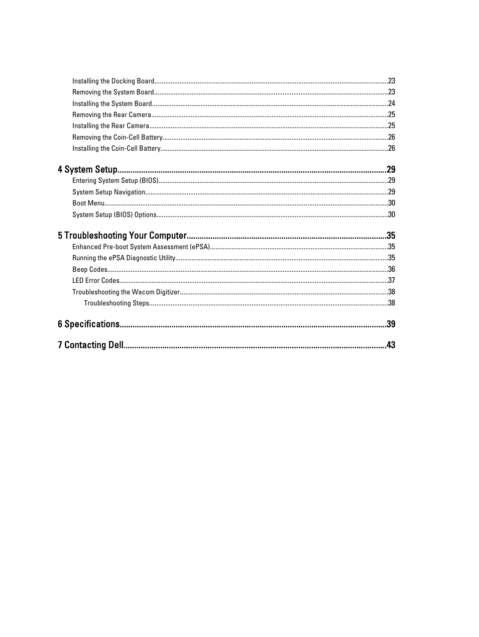 4 system setup, 5 troubleshooting your computer, 6 specifications 7 contacting dell | Dell Latitude 10 (Late 2012) User Manual | Page 4 / 43