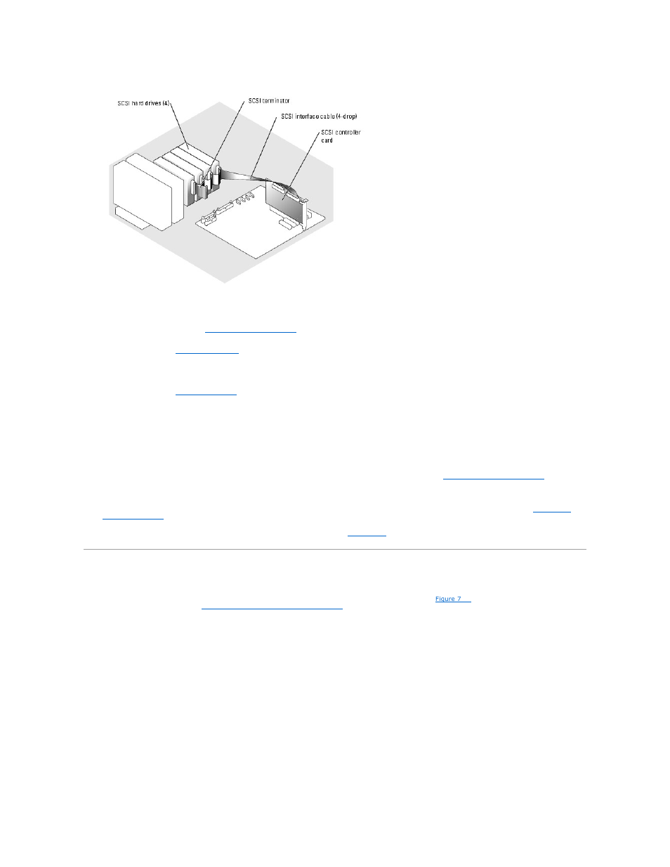 Front-access scsi hard drives (non-hot-plug), Front-access scsi hard drives, Non-hot-plug) | Installing the optional scsi backplane board, Figure 7 | Dell PowerEdge 800 User Manual | Page 71 / 87