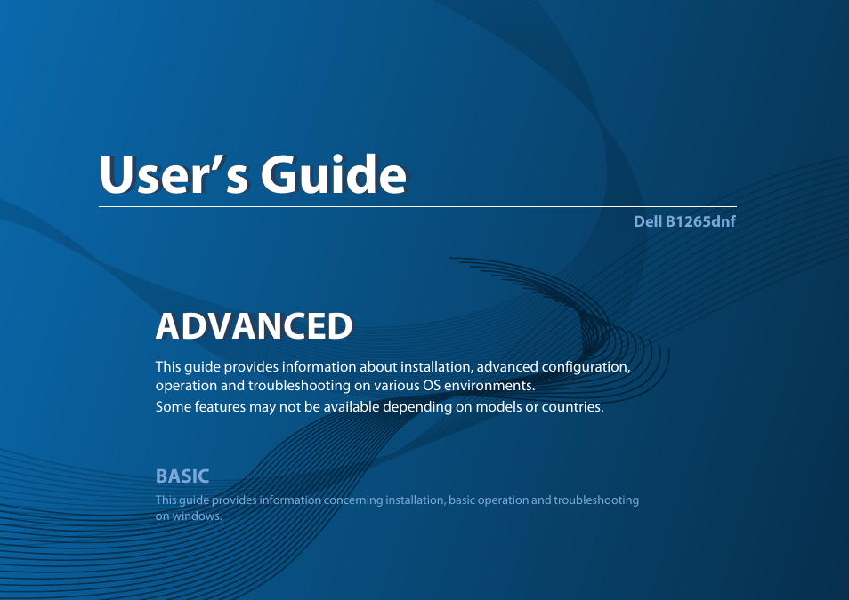 Advanced, User’s guide | Dell B1265dnf Mono Laser Printer MFP User Manual | Page 105 / 234