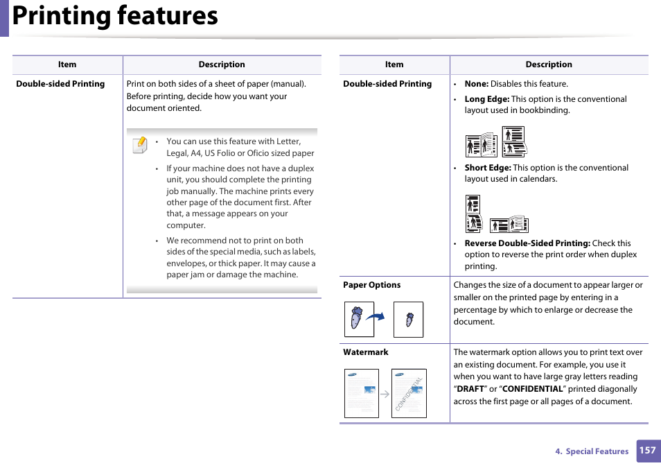 Printing features | Dell B1265dnf Mono Laser Printer MFP User Manual | Page 157 / 234