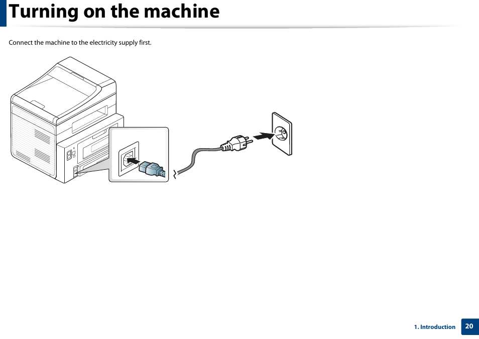 Turning on the machine | Dell B1265dnf Mono Laser Printer MFP User Manual | Page 20 / 234