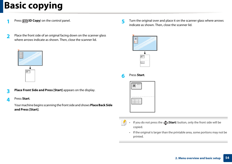 Basic copying | Dell B1265dnf Mono Laser Printer MFP User Manual | Page 54 / 234