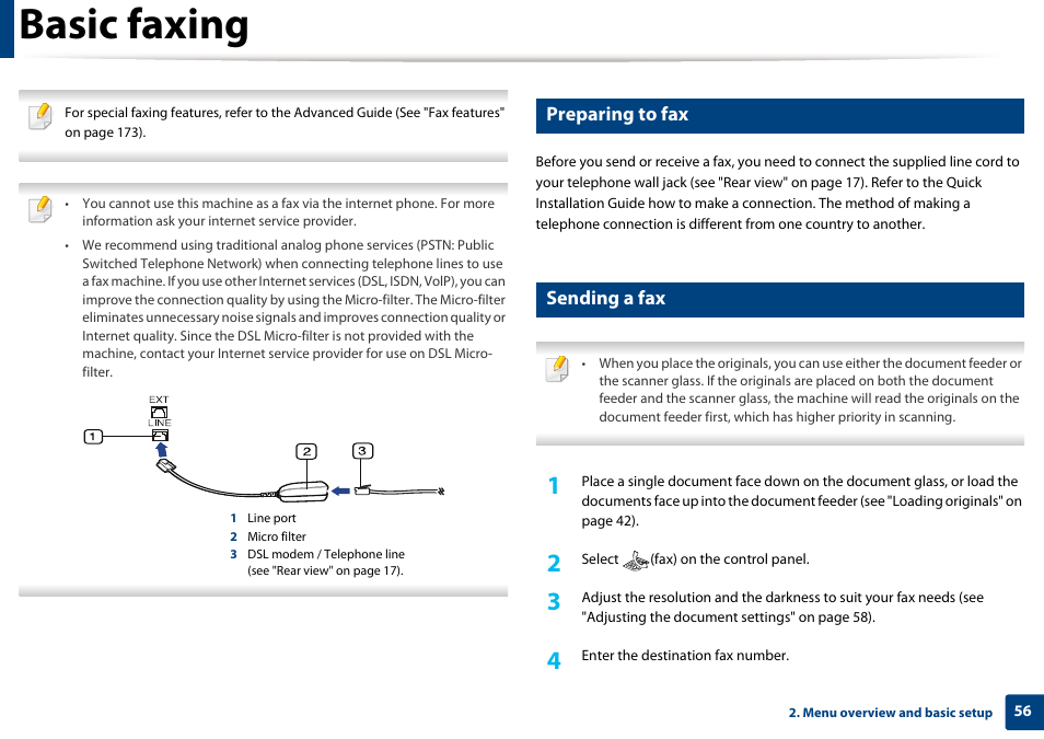 Basic faxing, Preparing to fax, Sending a fax | Dell B1265dnf Mono Laser Printer MFP User Manual | Page 56 / 234