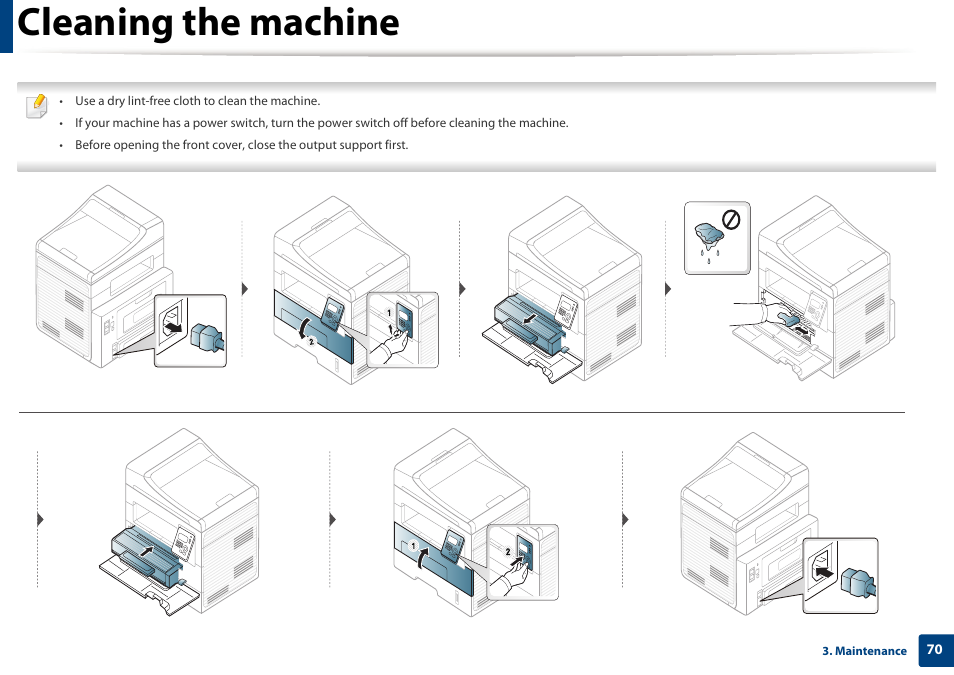 Cleaning the machine | Dell B1265dnf Mono Laser Printer MFP User Manual | Page 70 / 234