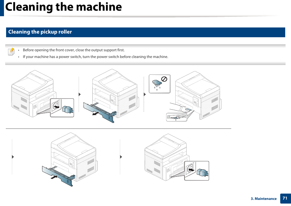 Cleaning the machine, Cleaning the pickup roller | Dell B1265dnf Mono Laser Printer MFP User Manual | Page 71 / 234