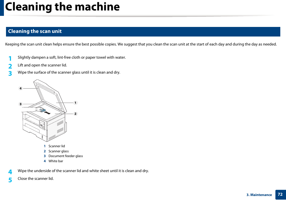 Cleaning the machine | Dell B1265dnf Mono Laser Printer MFP User Manual | Page 72 / 234