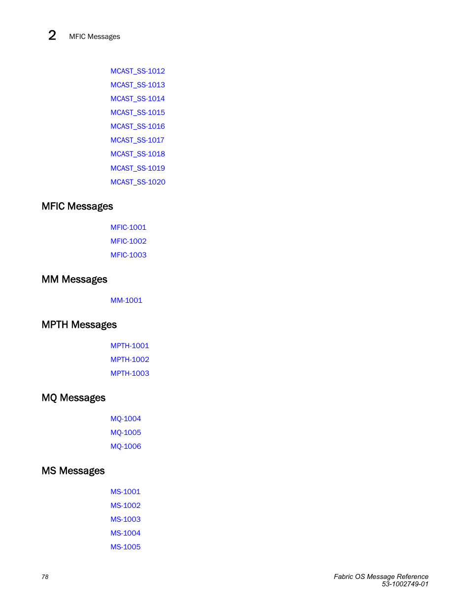 Mfic messages, Mm messages, Mpth messages | Mq messages, Ms messages | Dell POWEREDGE M1000E User Manual | Page 100 / 934