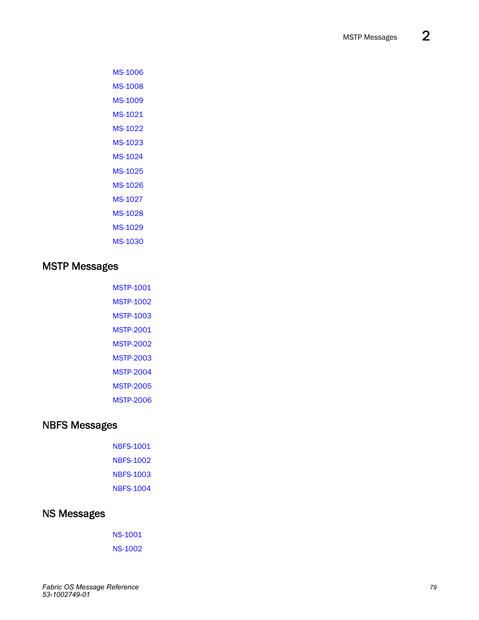 Mstp messages, Nbfs messages, Ns messages | Dell POWEREDGE M1000E User Manual | Page 101 / 934