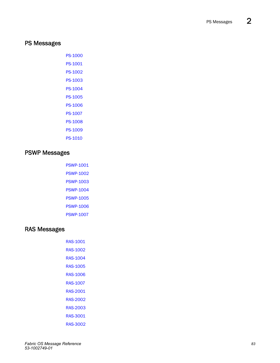 Ps messages, Pswp messages, Ras messages | Dell POWEREDGE M1000E User Manual | Page 105 / 934