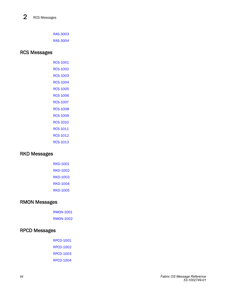 Rcs messages, Rkd messages, Rmon messages | Rpcd messages | Dell POWEREDGE M1000E User Manual | Page 106 / 934