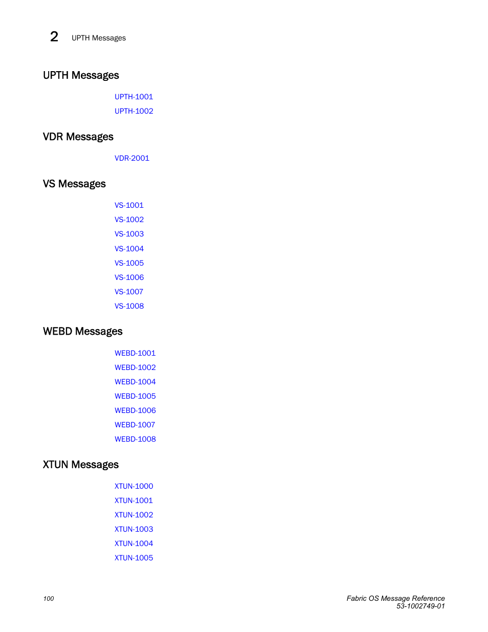 Upth messages, Vdr messages, Vs messages | Webd messages, Xtun messages | Dell POWEREDGE M1000E User Manual | Page 122 / 934