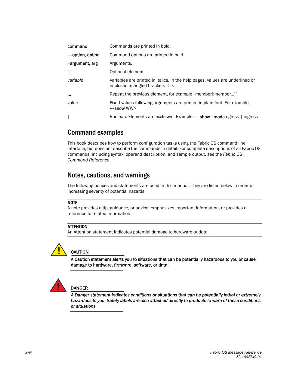 Command examples, Notes, cautions, and warnings | Dell POWEREDGE M1000E User Manual | Page 18 / 934