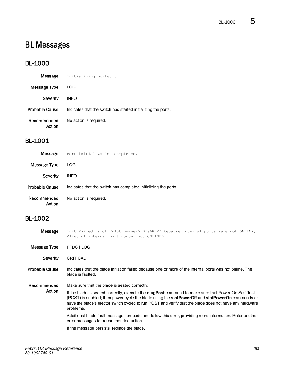 Bl messages, Bl-1000, Bl-1001 | Bl-1002 | Dell POWEREDGE M1000E User Manual | Page 185 / 934