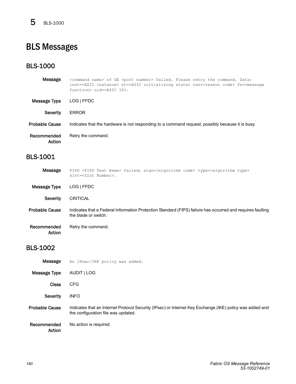 Bls messages, Bls-1000, Bls-1001 | Bls-1002 | Dell POWEREDGE M1000E User Manual | Page 202 / 934