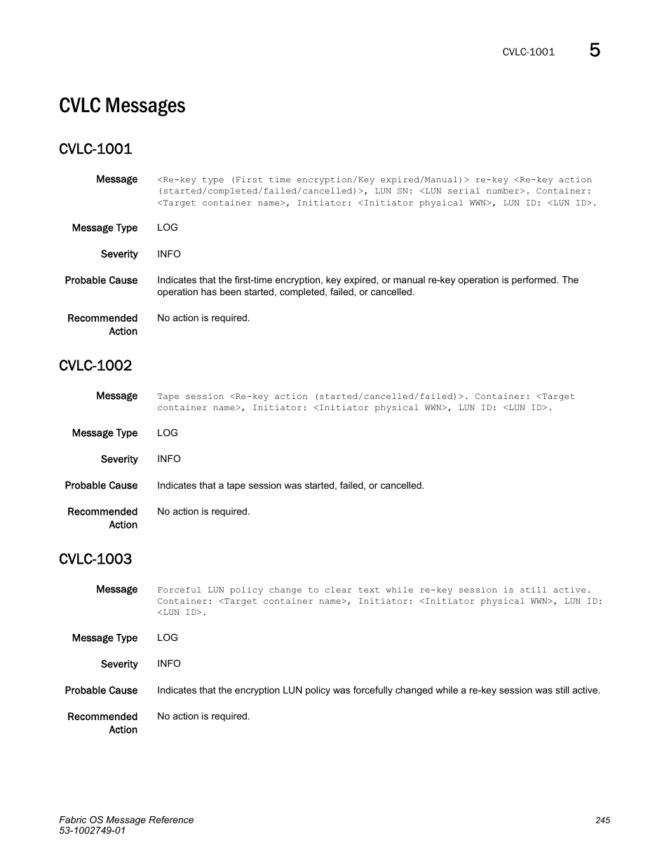 Cvlc messages, Cvlc-1001, Cvlc-1002 | Cvlc-1003 | Dell POWEREDGE M1000E User Manual | Page 267 / 934