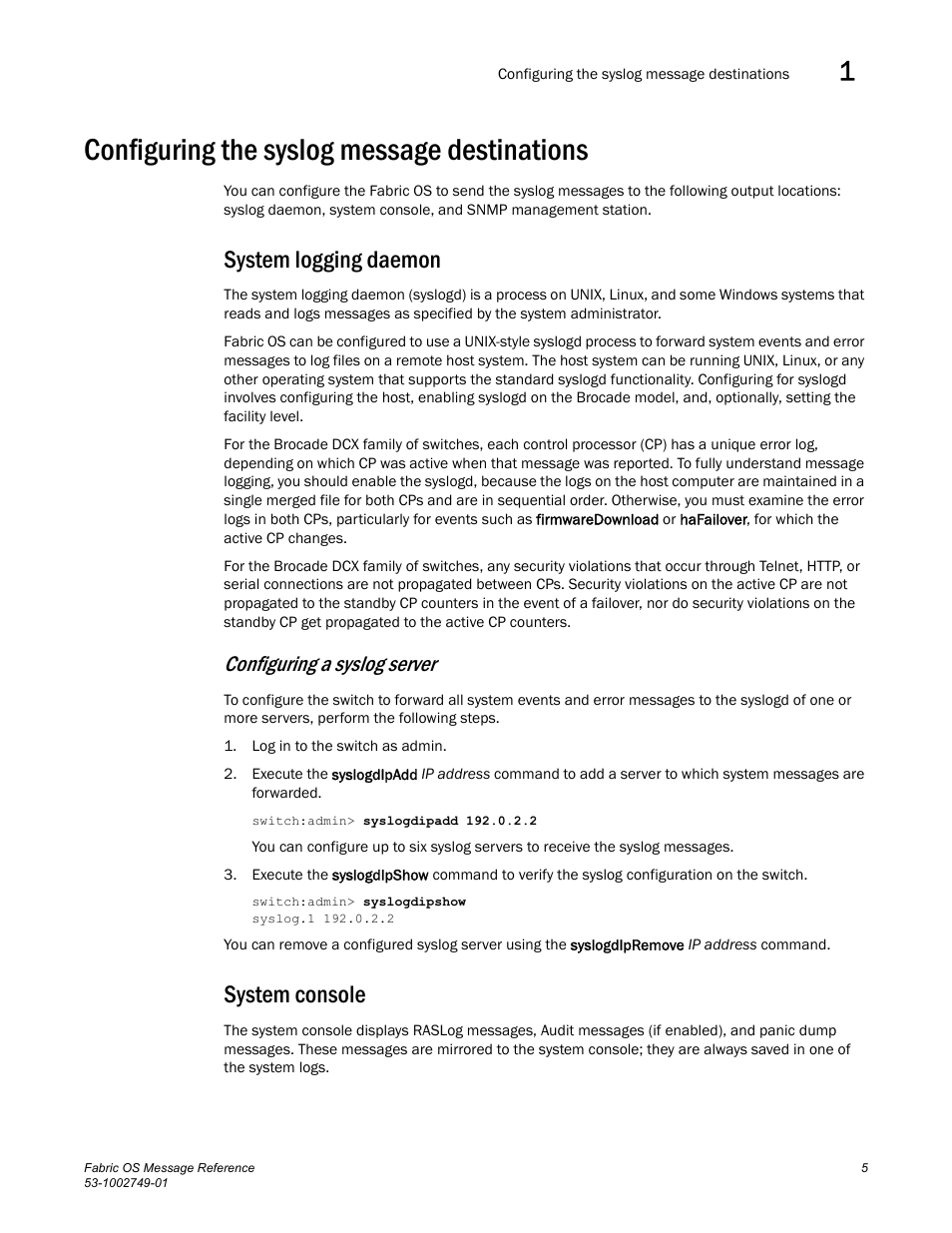 Configuring the syslog message destinations, System logging daemon, System console | Configuring a syslog server | Dell POWEREDGE M1000E User Manual | Page 27 / 934