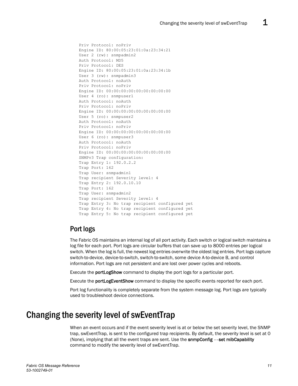 Port logs, Changing the severity level of sweventtrap | Dell POWEREDGE M1000E User Manual | Page 33 / 934
