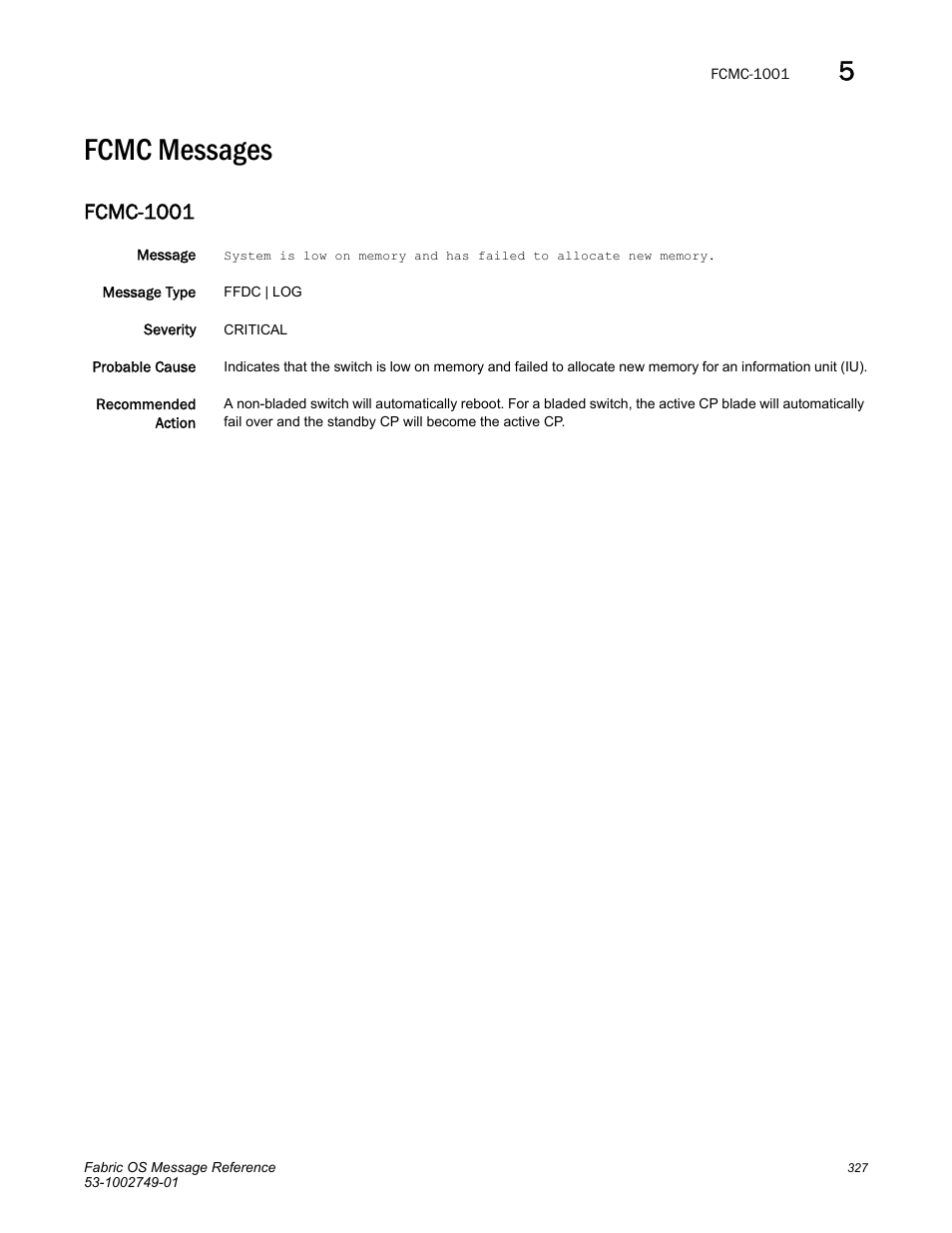 Fcmc messages, Fcmc-1001 | Dell POWEREDGE M1000E User Manual | Page 349 / 934