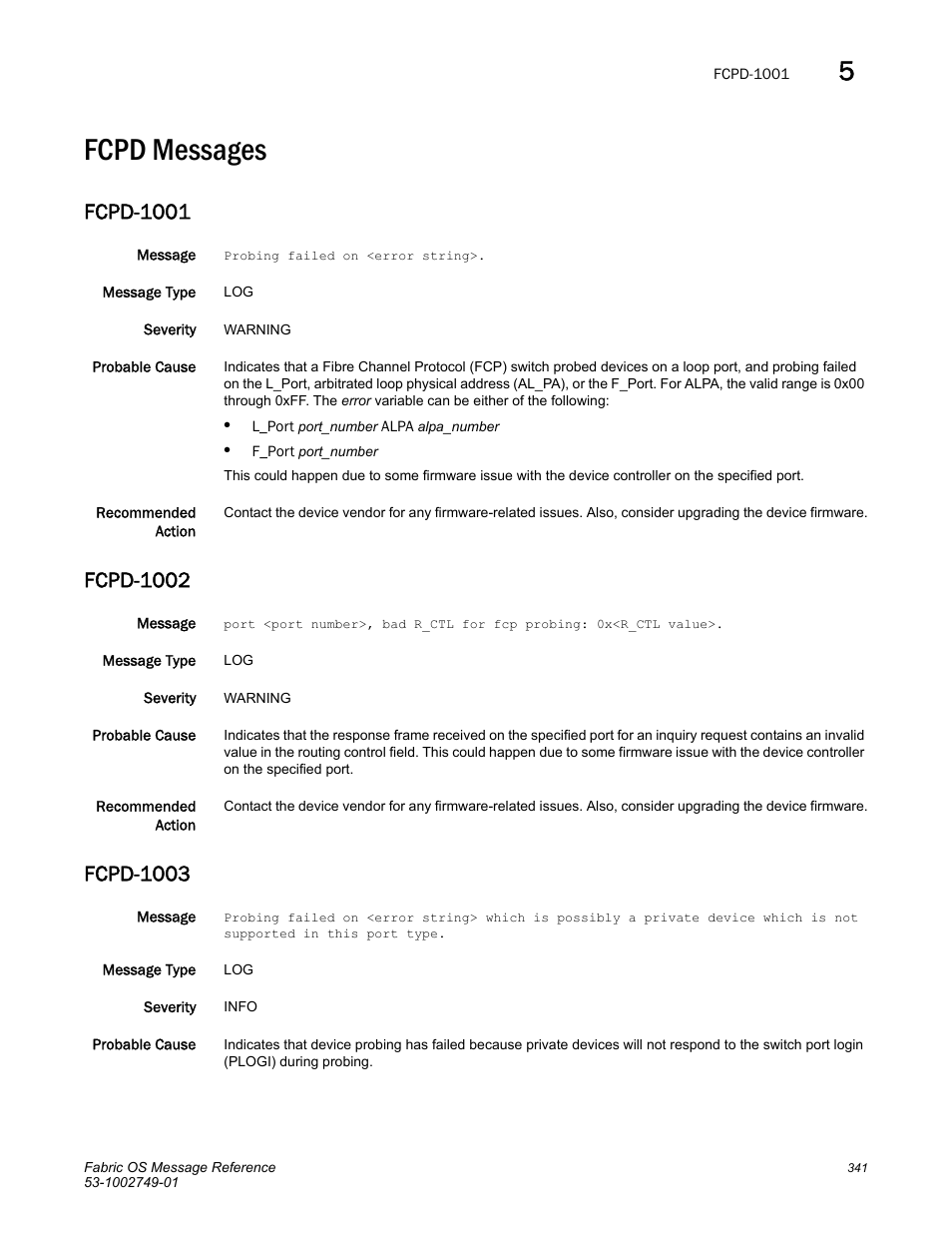 Fcpd messages, Fcpd-1001, Fcpd-1002 | Fcpd-1003 | Dell POWEREDGE M1000E User Manual | Page 363 / 934