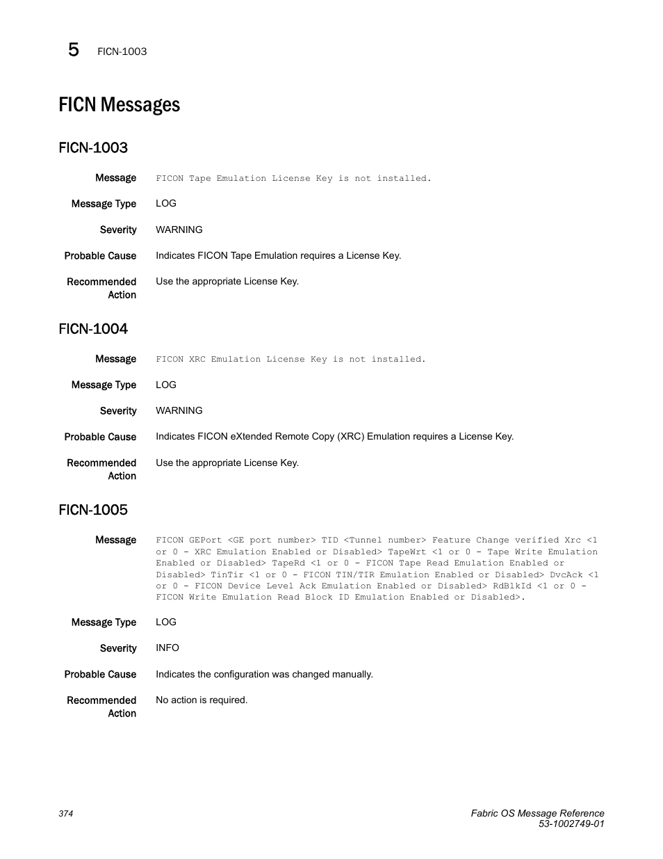 Ficn messages, Ficn-1003, Ficn-1004 | Ficn-1005 | Dell POWEREDGE M1000E User Manual | Page 396 / 934